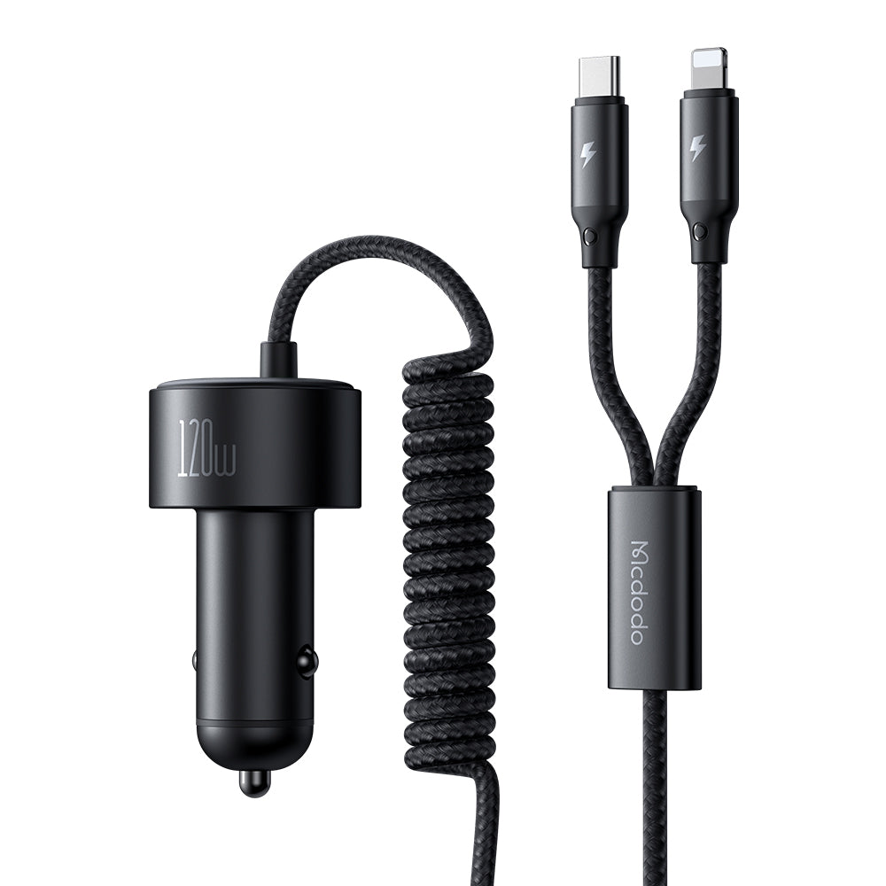 Mcdodo 93W 1A+1C Car Charger Built-in USB-C Retractable Cable