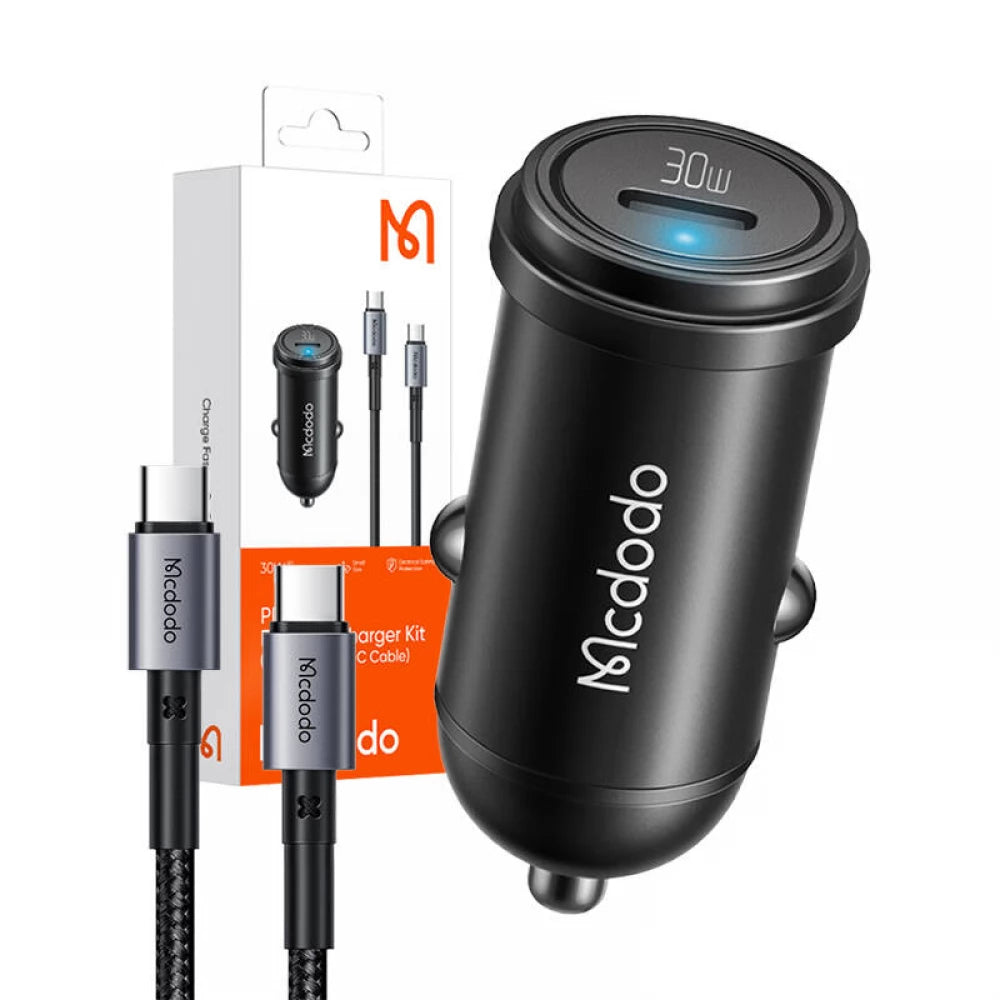 Mcdodo 30W 1C PD Fast Car Charger+ USB-C to USB-C Cable 1.2m