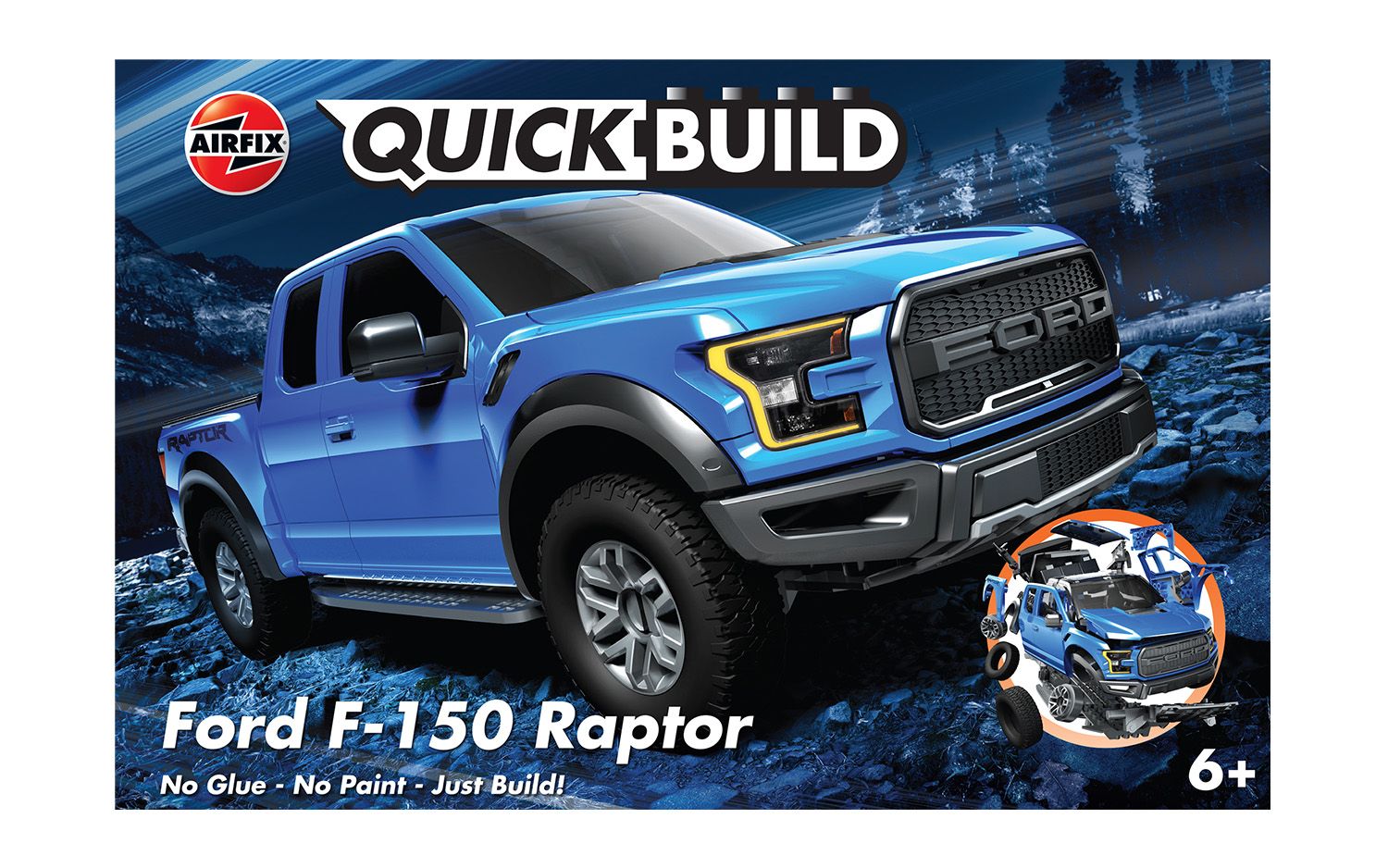 Kit Construction Voiture Airfix Quickbuild Ford F-150 Raptor - Sans Colle, Pour Enfants Dès 6 Ans, Modèle Gris