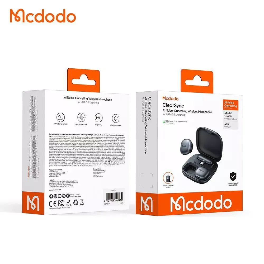 Mcdodo AI Smart Noise Cancelling Wireless Collar Microphone