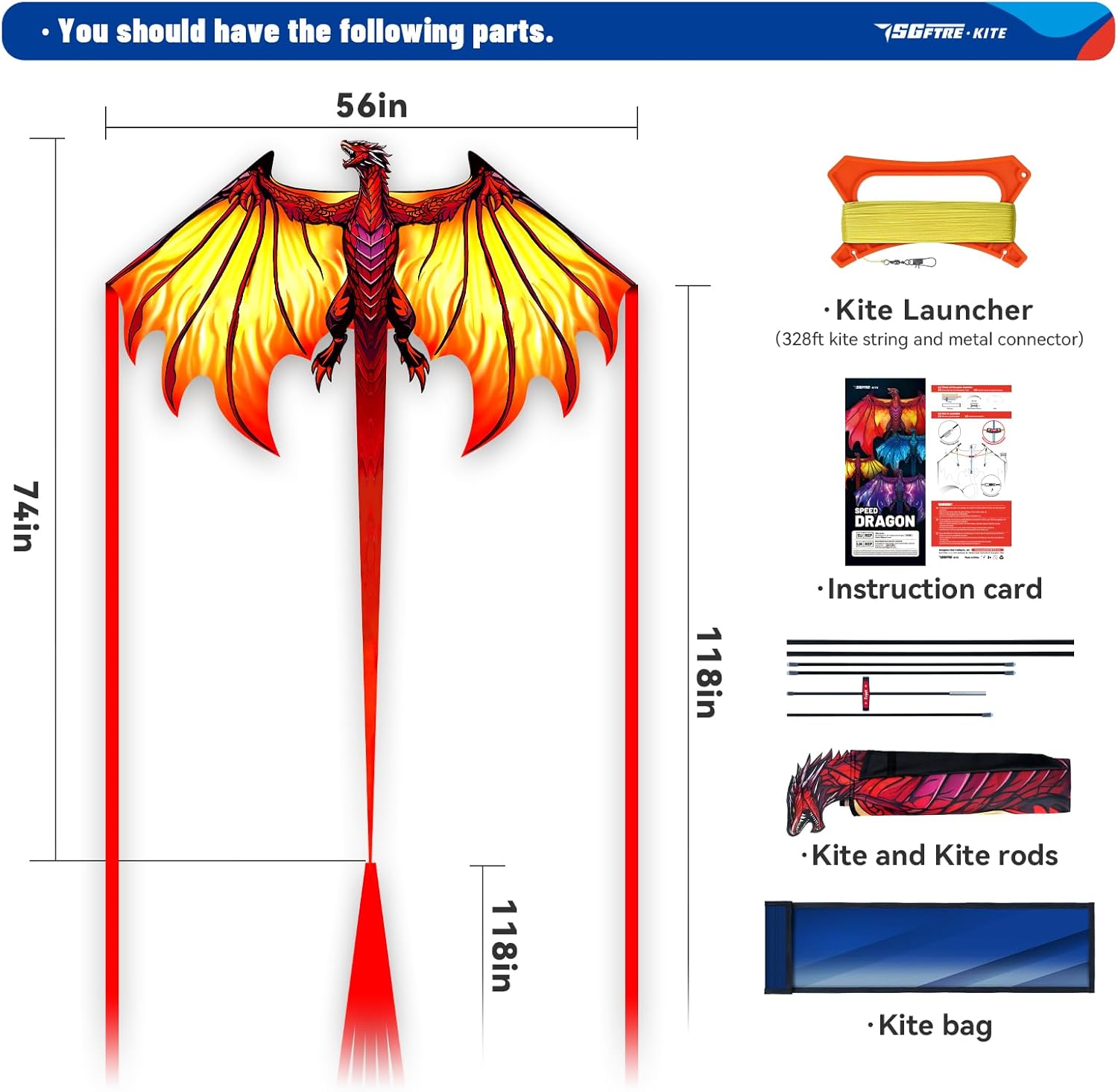 Cometa RED DRAGON  56'' x 118''