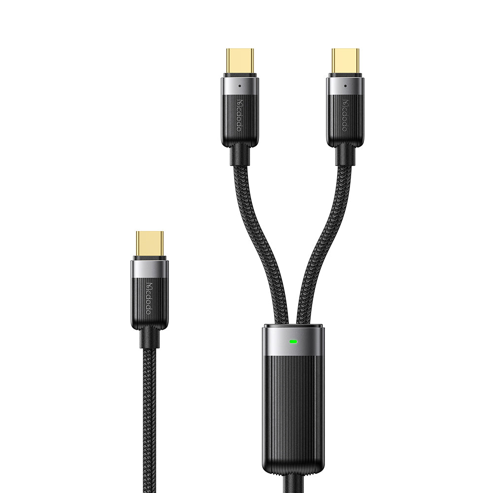 Mcdodo 2 in 1 100W USB-C to Dual USB-C Cable with LED 1.5m