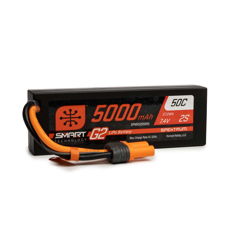 SPEKTRUM 5000mAh 2S 7.4V LiPo 50C Hard Case; IC5