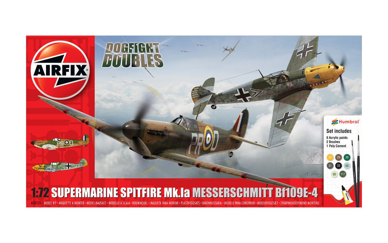 AIRFIX Spitfire MkIa and Messerschmitt Bf109E-4 Dogfight Doubles Gift Set