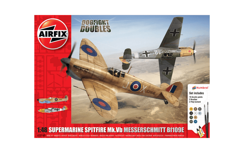 AIRFIX Supermarine Spitfire Mk Vb Messerschmitt Bf109E Dogfight Double Gift Set