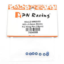 PN Racing Mini-Z MR02/03 M2 x 0.5mm Shims For Kingpin 10pcs 