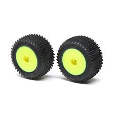 Step Pin Tires, Rear, Mounted,Yellow: Mini-T 2.0