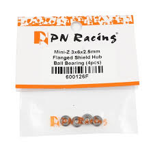 PN Racing Mini-Z 3x6x2.5mm Shield Hub Dry Ball Bearing (4pcs