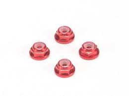 PN Racing Alm. 2mm Flanged Wheel Lock Nut - Red