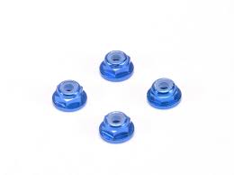 PN Racing Alm. 2mm Flanged Wheel Lock Nut - Blue