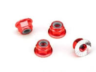 NUTS 4MM FLANGED LOCK RED