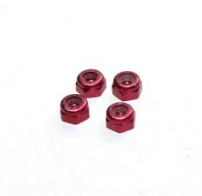 MARKA RACING ALU 2MM WHEEL LOCK NUT - RED (4PCS) 