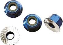 NUTS 4MM FLANGED LOCK BLUE