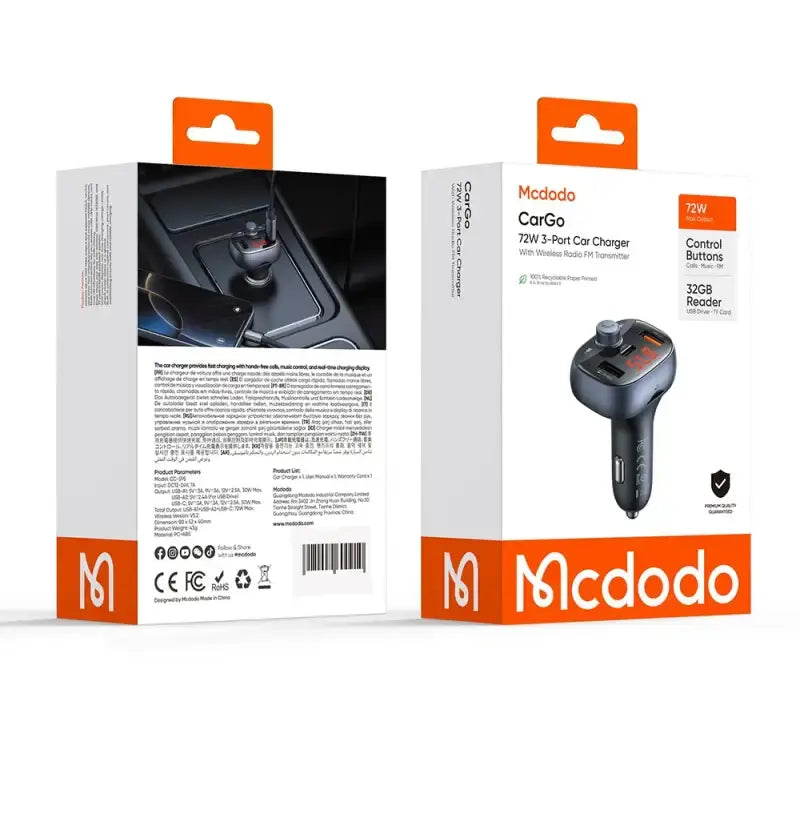 Mcdodo	72W 2A1C FM Car Charger