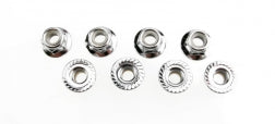 traxxas Nuts, 5mm flanged nylon locking (steel, serrated) (8)