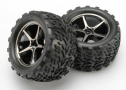 Tires and wheels, assembled, glued (Gemini black chrome wheels, Talon tires, foam inserts) (2)