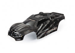 TRAXXAS 8611R Body, E-Revo, black/ window, grille, lights decal sheet (assembled with front & rear body mounts and rear body support for clipless mounting)
