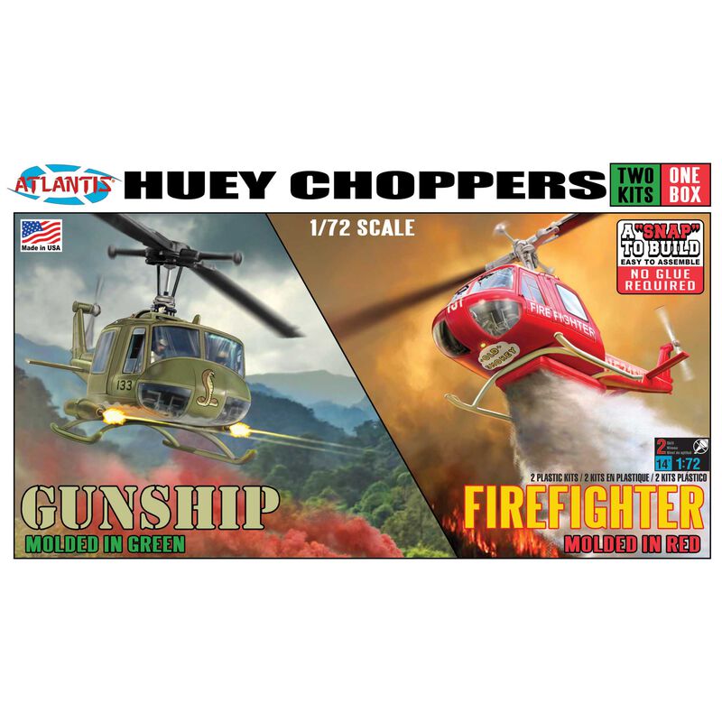 Huey Chopper 2 Pack Fire Fighter and Gunship 1/72